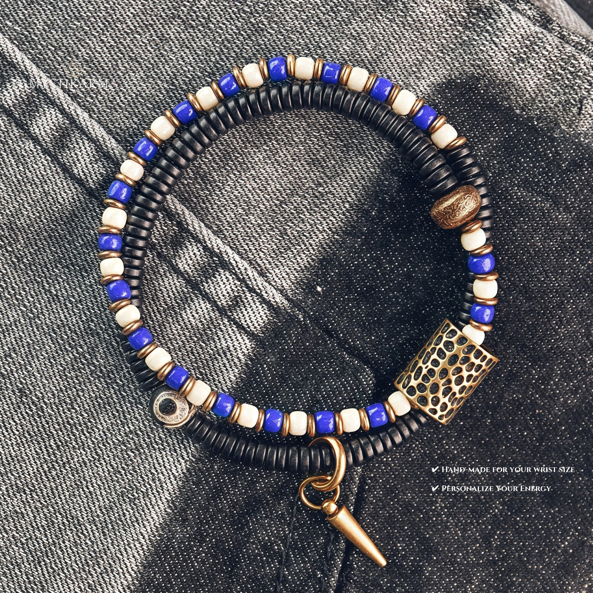 Two-Tone Bead Bracelet Blue + White