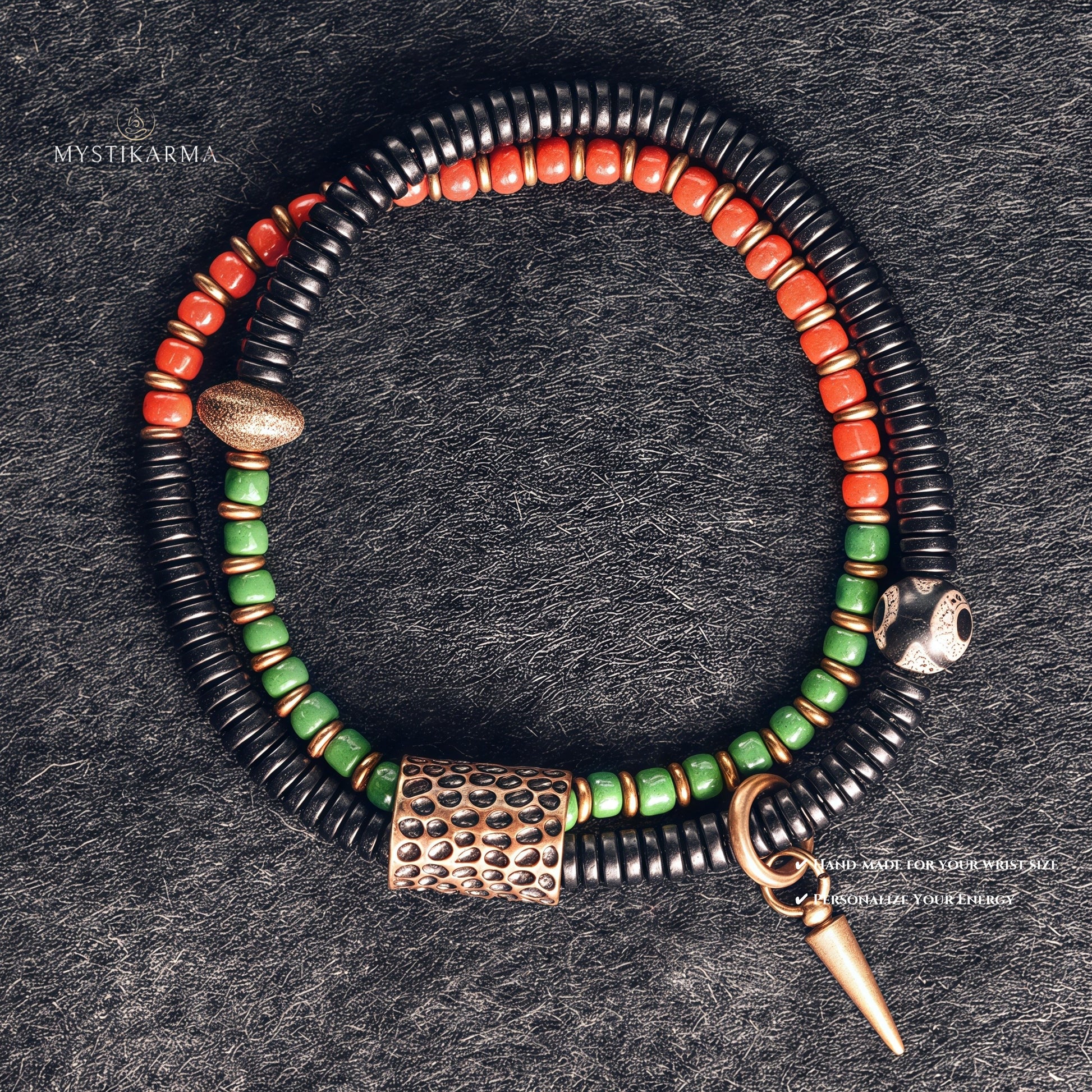 Two-Tone Bead Bracelet Green + Red