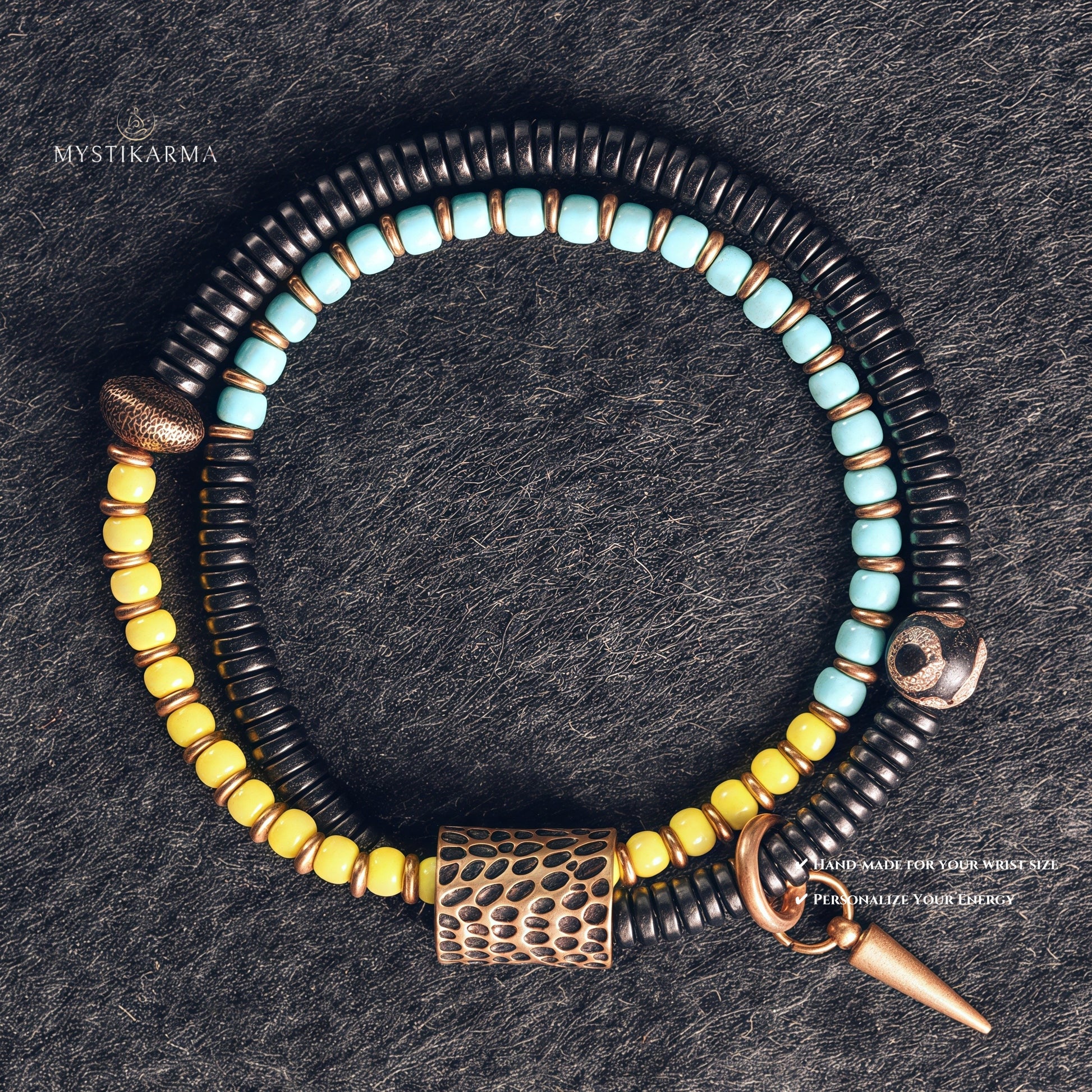 Two-Tone Bead Bracelet Lemon yellow + Light blue
