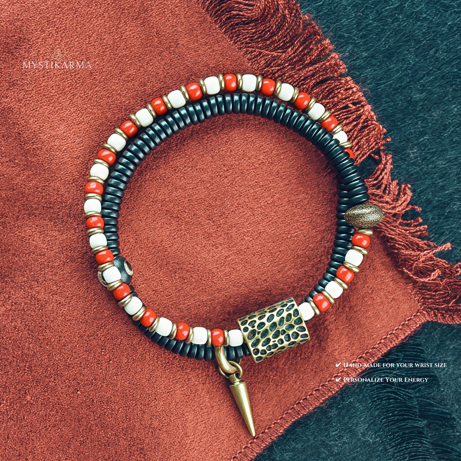 Two-Tone Bead Bracelet Red + White